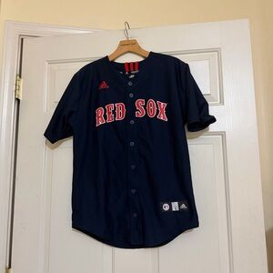 Adidas Kids’ Youth MLB  Boston Red Sox Navy Button-Up Jersey Size L Large 14 16